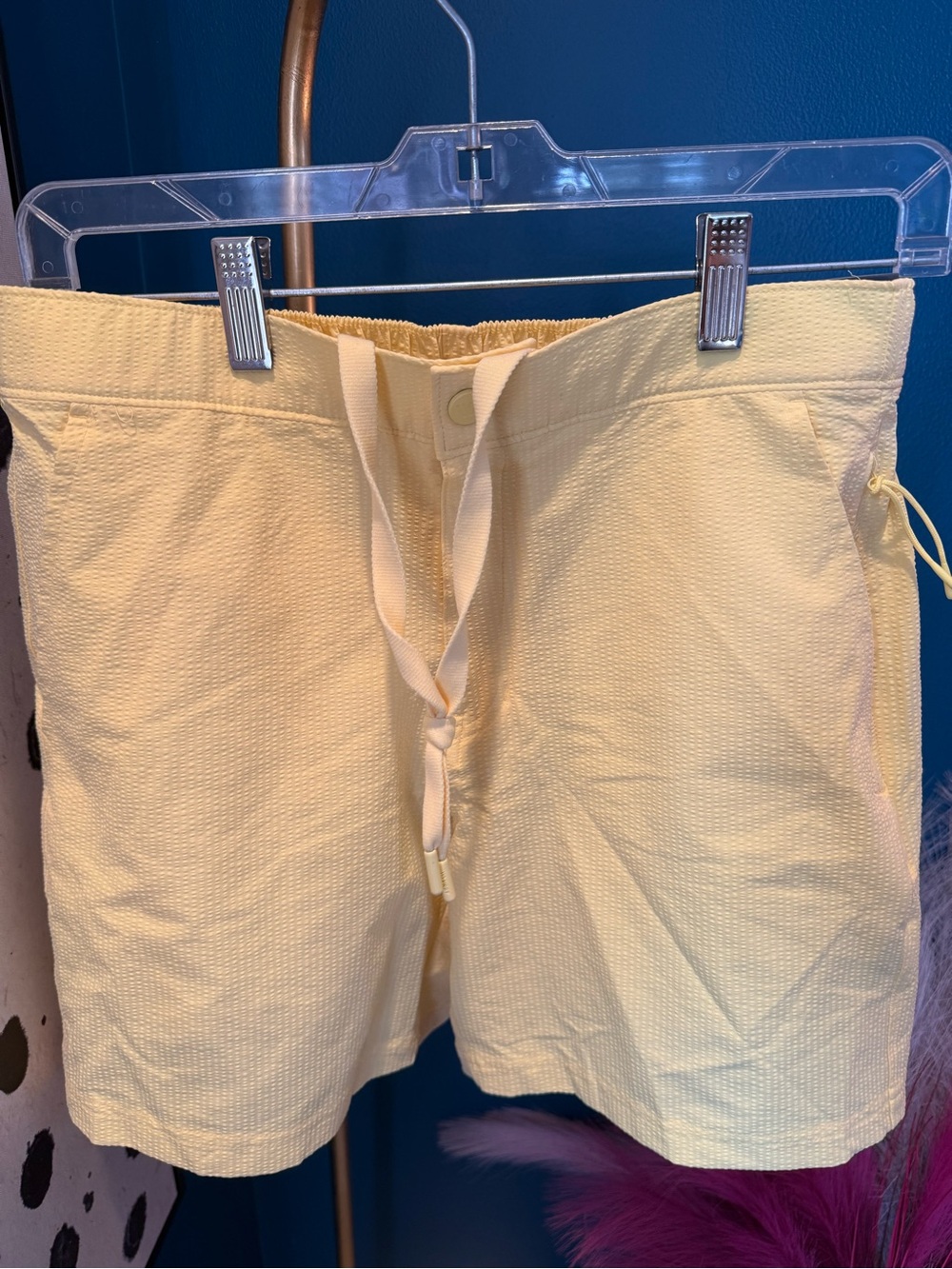 Light Yellow Men's Hybrid Drawstring Shorts